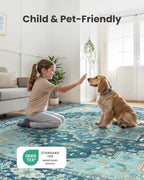 Amada Vintage Washable Area Rug,2'x6',Teal Blue - Image 7