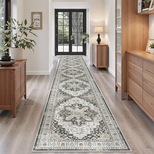 Madane Hallway Runner Rug 2'6''x14' Kitchen Runners Vintage, Black - Image 3
