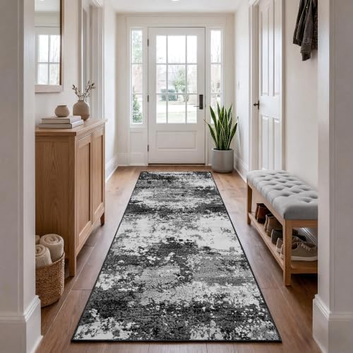 Washable 2x6 Black Runner Rug for Hallway Kitchen Entryway Non Slip by Acapet