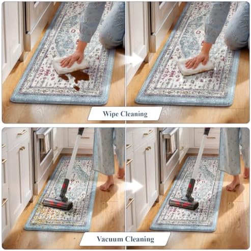 Collive Kitchen Mats Cushioned Anti Fatigue, 20"x47"+20"x32" Aque/Multi - Image 5