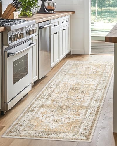 Amada 2x6 Washable Runner Rug for Kitchen and Entryway, Beige, Vintage - Image 5