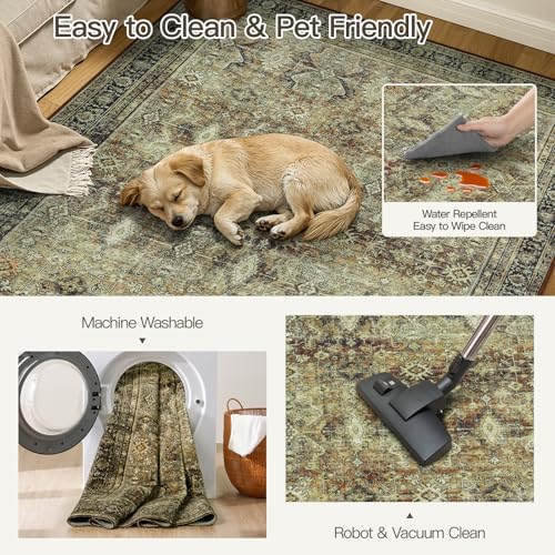 4x6 Area Rugs for Entryway, Brown Washable Non-Slip Area Rug for Kitchen - Image 5