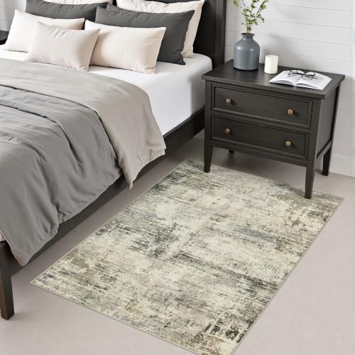 Area Rug Living Room: 3x5 Modern Washable Soft Carpet Ash Brown - Image 4