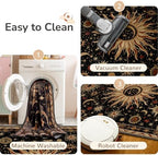 Vacuum-Friendly, 8x10 Washable Area Rug, Black Gold Beige Red - Image 5