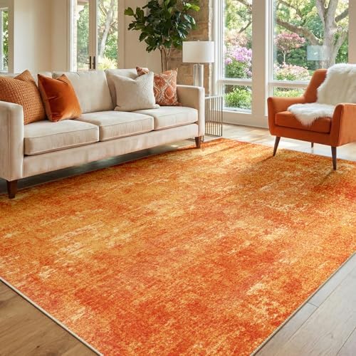 RELEANY Washable 6'x9' Abstract Area Rug for Living Room Orange - Image 2
