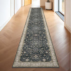 Hazo Haus Black Boho Washable 3x10 Extra Long Hallway Runner Rug, Waterproof Large Kitchen Floor Rug Indoor, Non-Slip Stain & Fade Resistant, Vintage Floral Decor - Image 6
