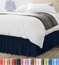Wrap Around King Bed Skirt, Easy Fit Elastic Belt, 16 Inch Drop, Navy by UTOPIABEDDING