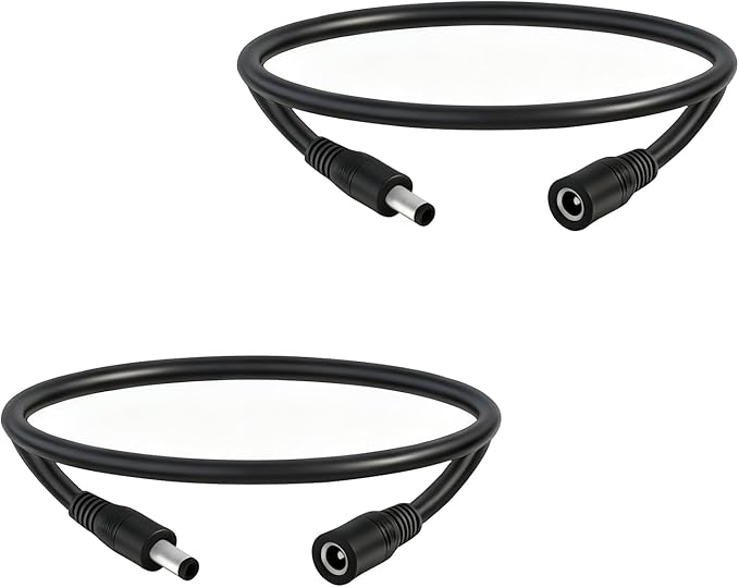5.5mm x 2.1mm 1.6FT DC Power Extension Cable Male to Female 12V/24V 14AWG DC Connection Cable for CCTV Surveillance Camera Amplifiers LED Strip Lights Solar Panels Energy Storage Power Supply 2 pcs