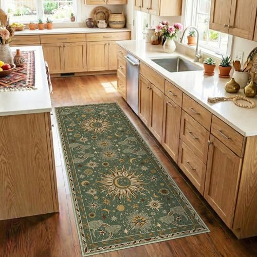 Vacuum-Friendly, 2x6 Washable Area Rug, Green Brown - Image 3