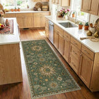 Vacuum-Friendly, 2x6 Washable Area Rug, Green Brown - Image 3