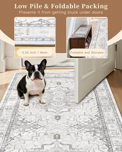 Madane Kitchen Runner 2'6''x8' Soft Rug Runners for Hallways, Grey - Image 6