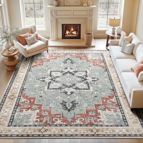 Lofus 9x12 Area Rugs for Living Room and Bedroom, Beige Washable Carpets by Lofus
