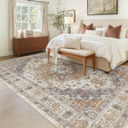 Madane 5x7 Area Rugs for Living Room, Non-Slip Washable Rug, Turmeric/Grey - Image 3
