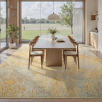 Ompaa Living Room Rug 6x9 Area Rug Washable Boho Carpet Non Slip Abstract Vintage Indoor Large Rugs for Bedroom, Classroom, College Dorm, Farmhouse, Dining Room, Kids Playroom (Orange, Silver & Gray) - Image 3