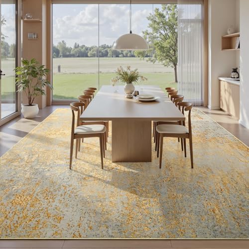 Ompaa Living Room Rug 6x9 Area Rug Washable Boho Carpet Non Slip Abstract Vintage Indoor Large Rugs for Bedroom, Classroom, College Dorm, Farmhouse, Dining Room, Kids Playroom (Orange, Silver & Gray) - Image 3