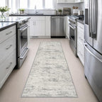 2.6x10 Washable Runner Rug:Modern Abstract Indoor Soft Carpet Gray - Image 4