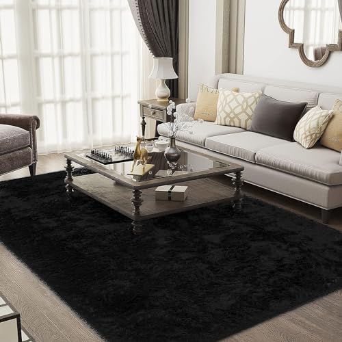 Ophanie Area Rugs for Bedroom Living Room,Deep Black,Rectangular,6x9 - Image 5