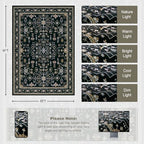 6x9 Area Rugs Living Room: Washable Vintage Rug for Bedroom Black - Image 2