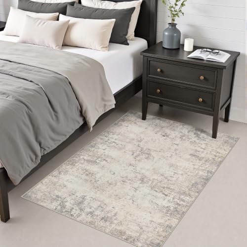 Area Rug Living Room: 3x5 Modern Washable Soft Carpet Brown Beige - Image 4