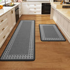 Kitchen Rugs Set of 2, Kitchen Mats for Floor,17x30+17x59 Grey by QiCaiJia