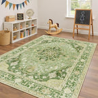 RELEANY Washable Area Rug, 4'x6', Green/Yellow - Image 4