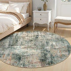 Lofus 4ft Area Rug for Living Room,Abstract Washable Rugs,Coffee/Green - Image 3