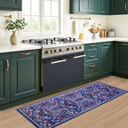 PLHXFR 2.6x8 Washable Runner Rug：Floral Indoor Kitchen Soft Carpet Blue - Image 6