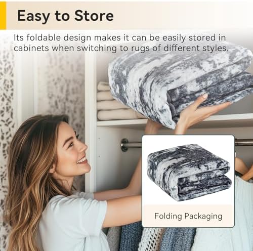 RELEANY Washable 8'x10' Abstract Area Rug for Living Room Black White - Image 6