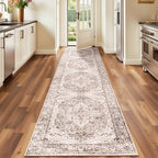 Lofus 2x10 Runner Rug for Hallways, Washable Kitchen Rugs, Non-Slip Rugs for Entryway and Bedroom, Vintage Boho Carpet, Soft Low Pile Long Runner Area Rug, Vintage Beige Brown - Image 2