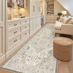 Madane Hallway Runner Rug 3x10 Washable Kitchen Runners 10ft, Ivory/Brown - Image 3