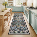 PLHXFR 2.6x8 Washable Runner Rug：Floral Indoor Kitchen Carpet Dark Black by PLHXFRSoftAreaRugs