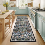 PLHXFR 2x6 Washable Runner Rug：Floral Indoor Kitchen Carpet Dark Black by PLHXFRSoftAreaRugs