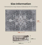Amada Large 10x14 Washable Area Rug for Living Room, Gray/Gold, Vintage - Image 2