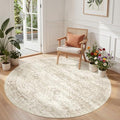 Round Rug 6ft,Circle Rug for Dining Room Table,Beige by Restydon