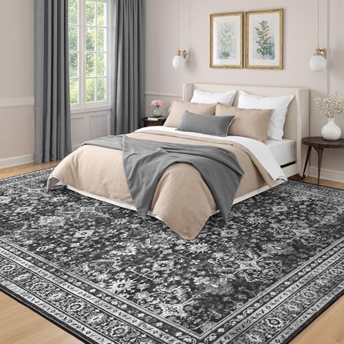9x12 Area Rugs for Living Room, Black Washable Non-Slip Large Carpet - Image 2