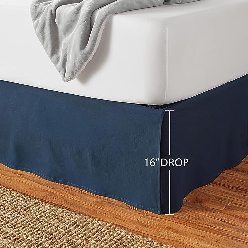 Amazon Basics Lightweight Pleated Bed Skirt, Wrinkle and Fade Resistant, Machine Washable, King, Navy Blue, 16-inch Drop - Image 6