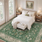 SameBed 9x12 Area Rug Living Room, Vintage Washable Carpet Green - Image 3