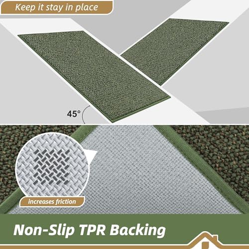 BEQHAUSE Dirt Trapper Door Mat 32" x 48", Non-Slip Washable Doormats, Green - Image 6