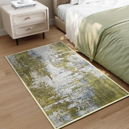 Entrance Rugs Indoor 2x3 Green Entry Rug Washable Abstract Small Area Rug Non-Slip Low Pile Throw Rugs for Entryway, Kitchen Floor, Front Door Indoor Door Mat, Bedroom Bedside - Image 5