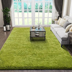 Ophanie Green Rugs for Living Room 5x8, Grass Shag Fluffy Large Fuzzy Plush Soft Carpets,Floor Shaggy Area Rugs for Bedroom, Carpet for Kids Boys Girls Dorm Nursery Decor with Over 99 pcs Pile fibers by Ophanie
