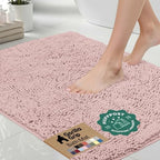 GORILLA GRIP Bath Rug Mat for Bathroom, Absorbent Chenille 30x20 Dusty Rose by GorillaGrip