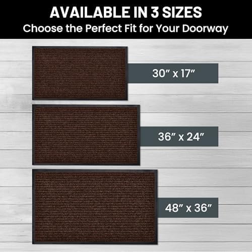 Front Door Mat, Indoor Outdoor Welcome Entryway Doormat, 30x17 Dark Brown - Image 5