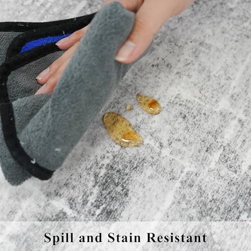 2'6x14 Abstract Kitchen Area Rugs: Farmhouse Washable Non-Slip Long Hallway Rug Soft Stain-Resistant Entryway Bathroom Floor Mat Low-Pile Nursery Living Room Bedroom Carpet(2'6x14,Light/Grey) - Image 6