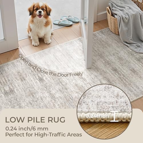 2x7 Runner Rug Non Slip,Washable Hallway Runner Rug,Taupe - Image 6