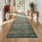 2x6 Area Rugs for Hallways, Green Washable Non-Slip Kitchen Runner Rug by Lofus