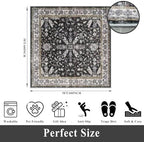Square Rugs 5x5 Washable for Entryway: Non Slip Indoor Foot Carpet for Living Room, Boho Soft Black 5'x5' Low Pile Neutral Area Rug for Kitchen Dining Room Bathroom (Black, 5x5) - Image 2
