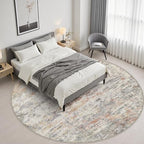 Round Area Rug Living Room: 5 ft Modern Washable Carpet Taupe - Image 4
