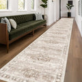 Hazo Haus Washable 3x20 Extra Long Runner Rug for Hallway, Waterproof Large Kitchen Floor Rug, Non-Slip Stain & Fade Resistant, Vintage Farmhouse Floral Décor (3x20 Beige/Latte) by HazoHaus