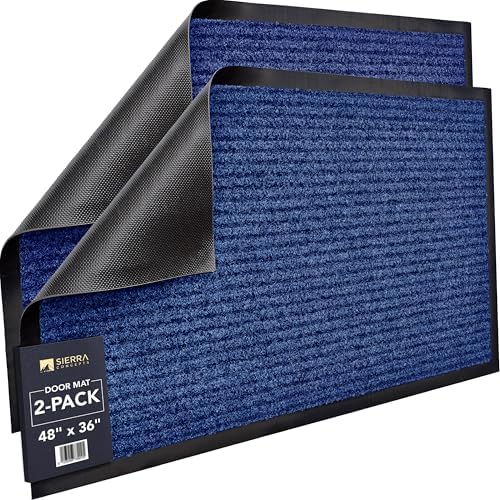 Front Door Mat Indoor Outdoor Welcome Entryway Entrance Doormat, 48x36 Blue by SierraConcepts