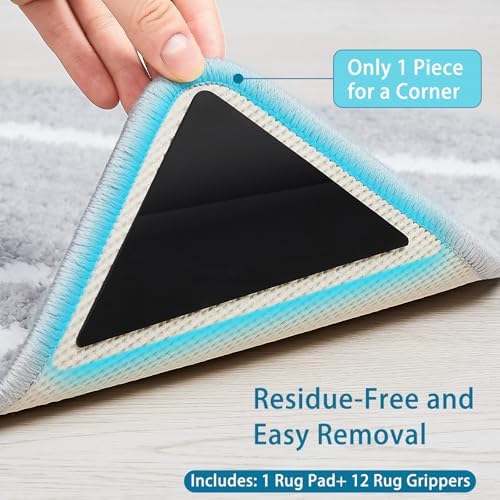 Veken Rug Gripper Pad for Hardwood Floors Tile Floors with 12 Pcs Rug Tape, Thick Cushion Non Slip Rug Pads for Area Rugs, Under Carpet Anti Skid Mat, Keep Your Rugs Safe and in Place, 2x3 Ft - Image 3